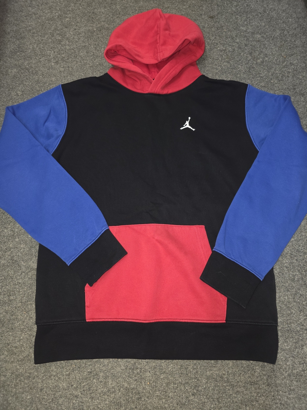 Jordan Youth Colorblock Pullover Hoodie - Black/Red/Blue